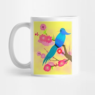 Peach Blossoms Paradise in Yellow Background Mug